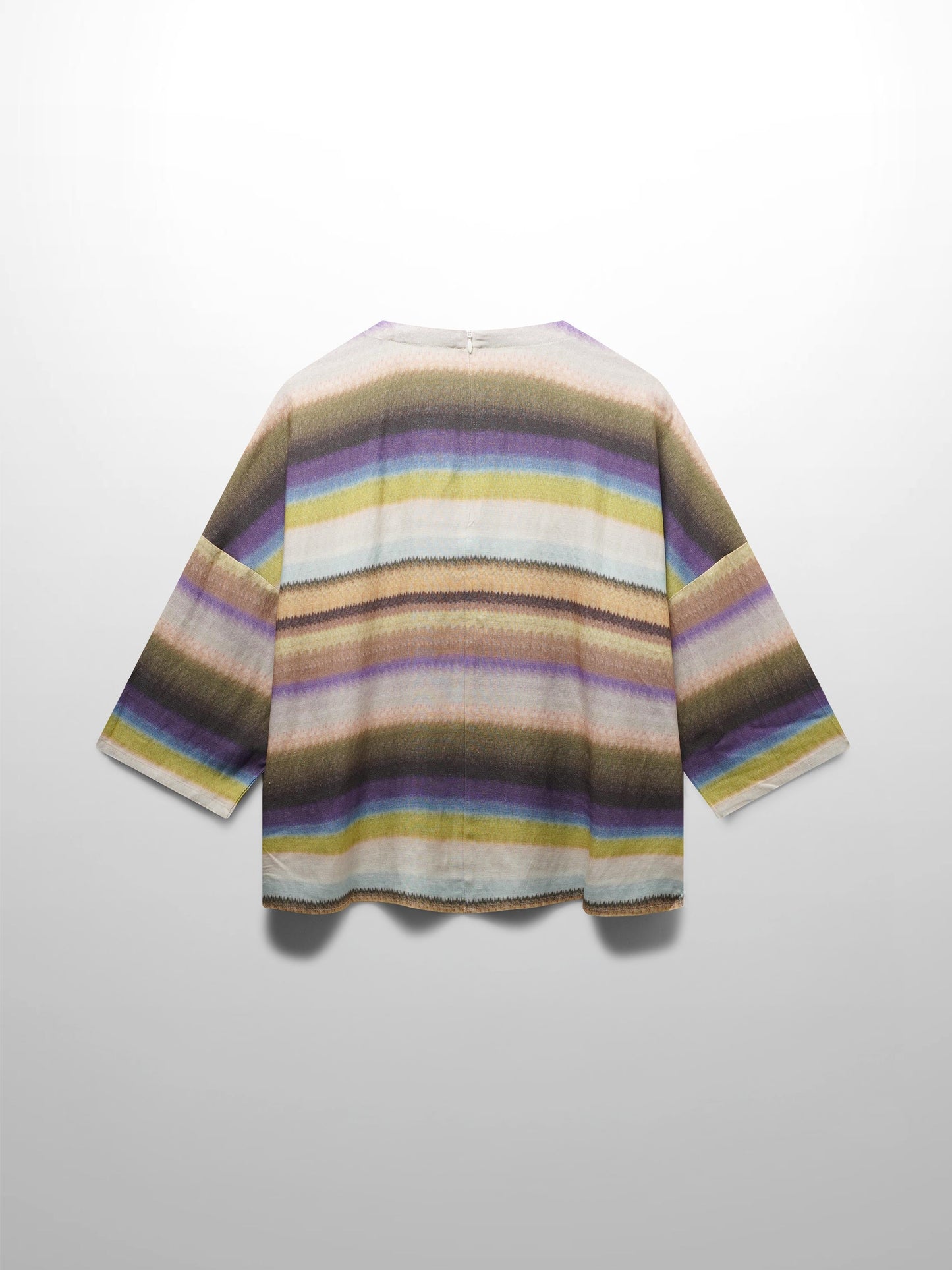 Linen Blend Crop Swing Top-Ombre Stripe-2