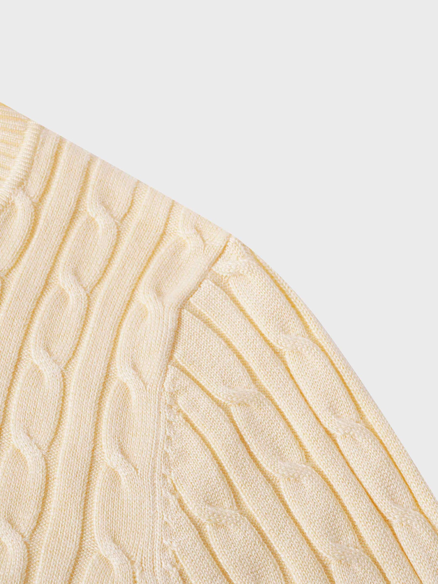 Knit Cable Sweater-Pale Yellow-4