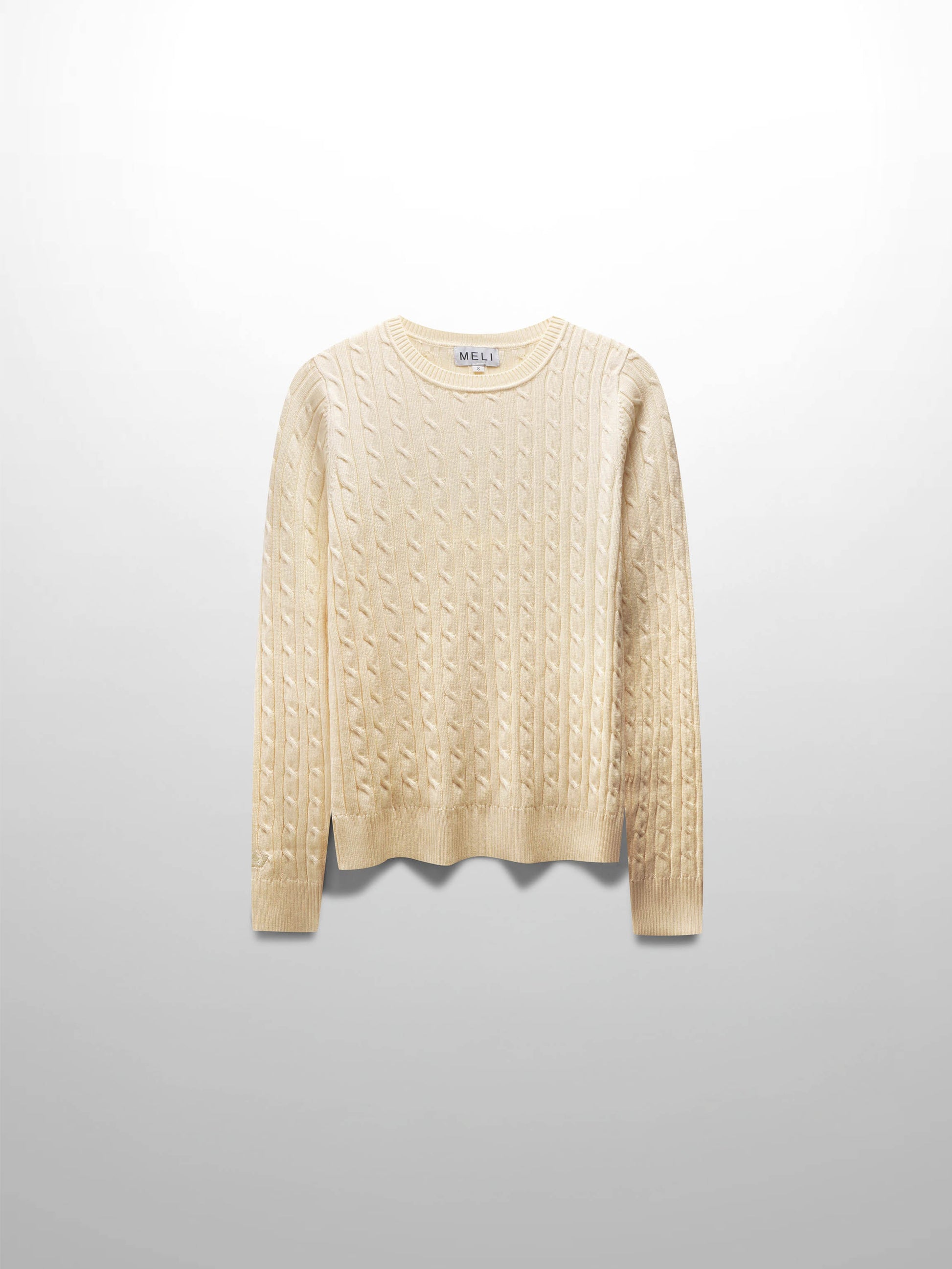 Knit Cable Sweater-Pale Yellow-1