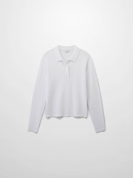 Scallop Edge Collar Sweater-White-1