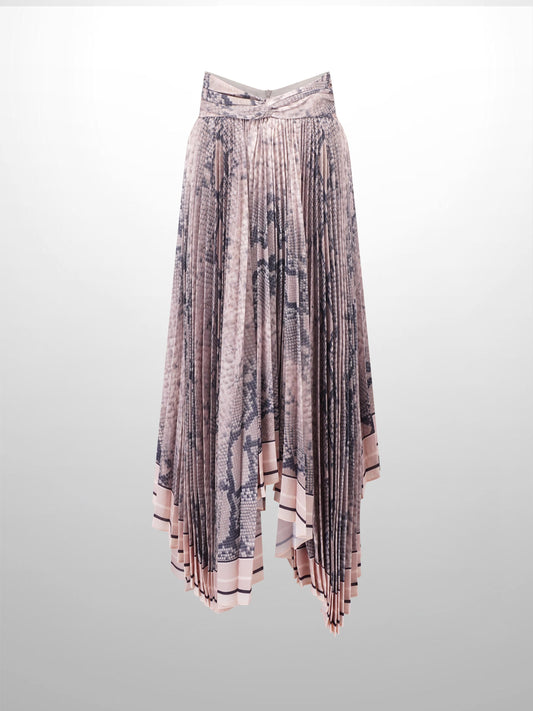 Ruched Waist Skirt- Snake Print-1