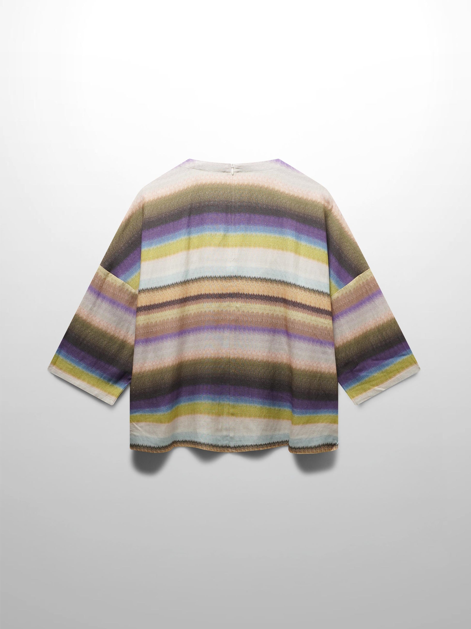 Linen Blend Crop Swing Top-Ombre Stripe-2
