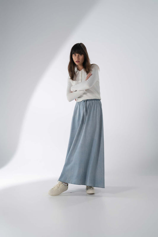 Scallop Edge Collar Sweater-White-0